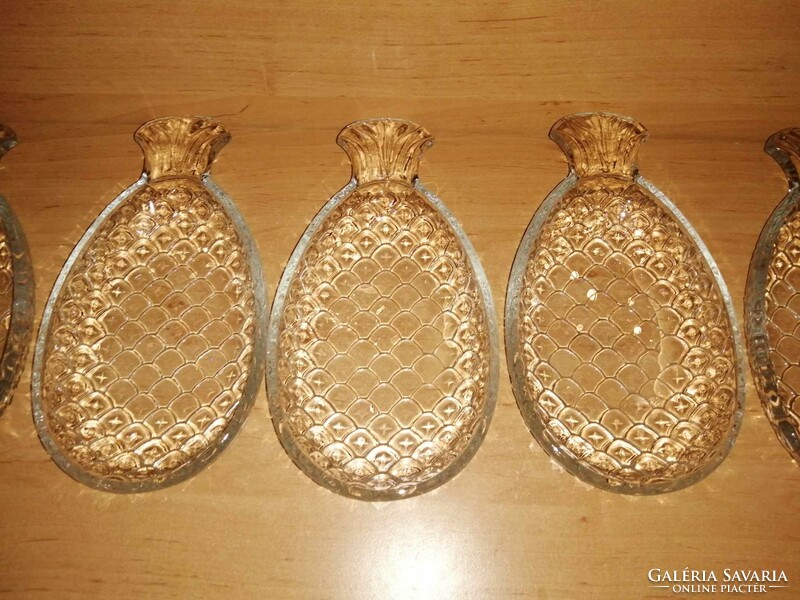 Ananász formájú üveg tálkák, tányérok - 5 db egyben (31/d)