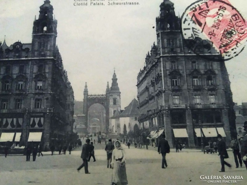 Budapest, Clotild palota, Eskü út, bélyegeze 1909