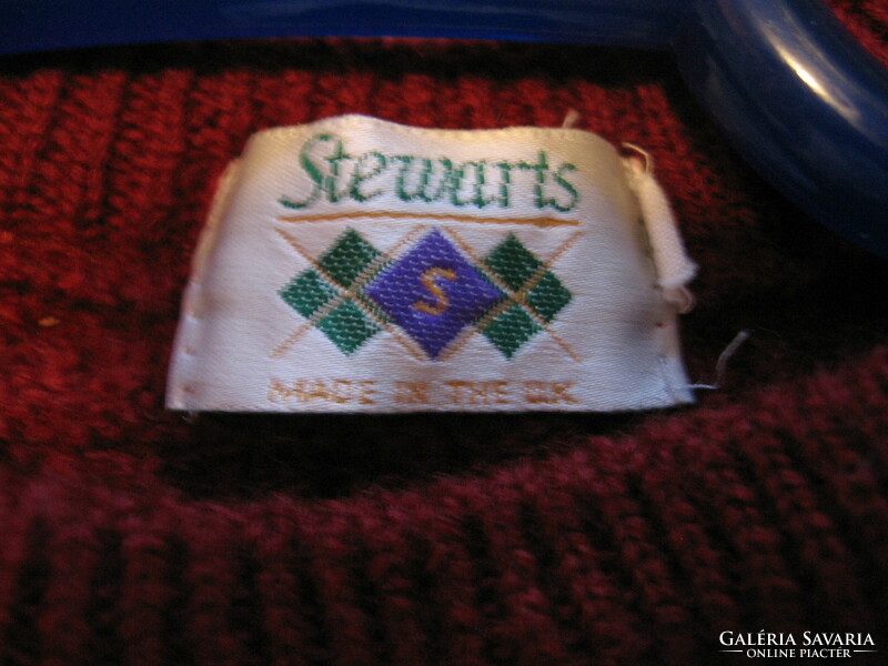 Retro Stewarts meggybordó skót gyapjú pulóver S