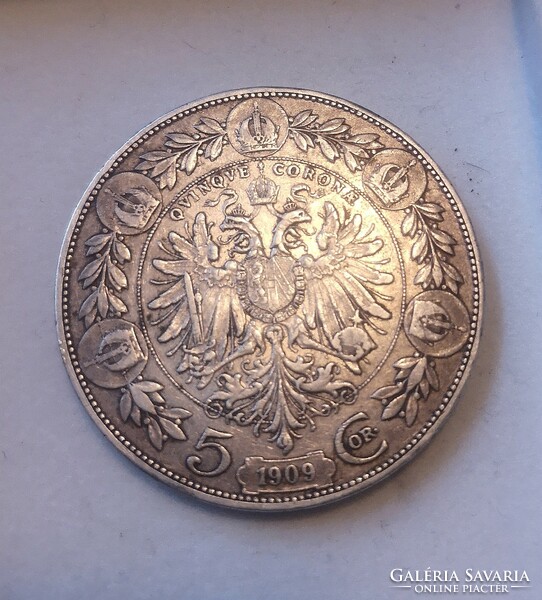 1909 Osztrák 5 KORONA 900-as ezüst, St.Schwartz