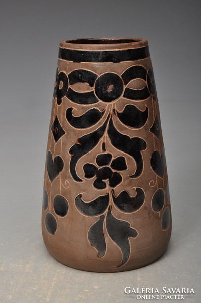 Balázs Badár folk art nouveau vase from Mezőtúr. - Beautiful. Damaged, half price.