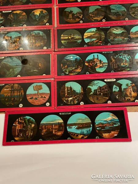 Laterna magica glass image slide cities old