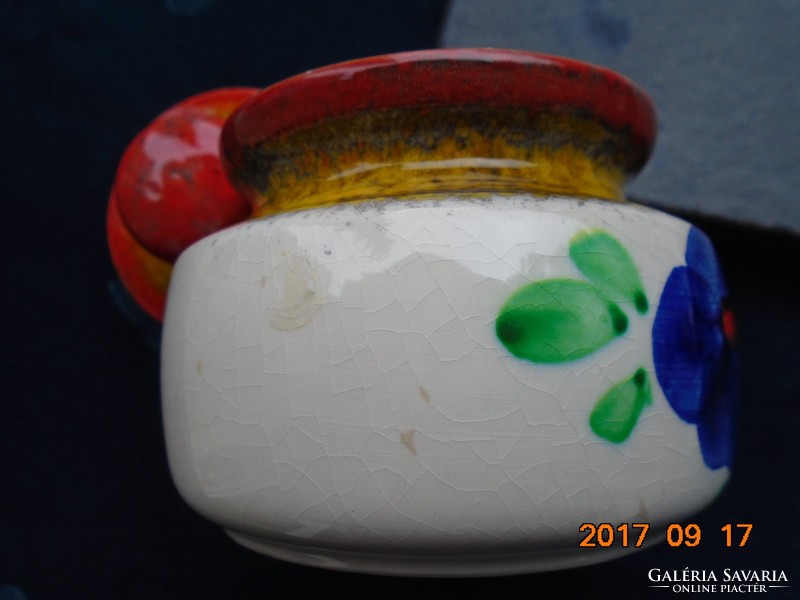 Zeller ceramic numbered hand-painted majolica sugar bowl with fun colors
