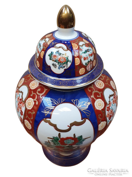 GOLD IMARI jelzett japán porcelán fedelesváza