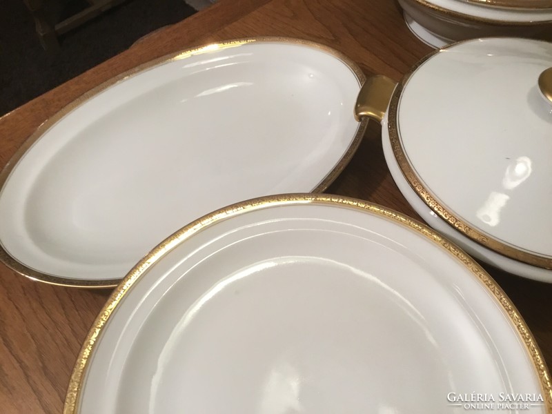 Poral Limoges francia porcelán, ritkaság, fehér- arany szélű,