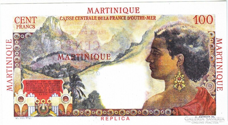 Martinique 100 Martinique francs 1947 replica