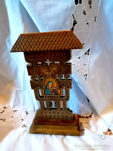 Old, wooden, hand-painted Orthodox prayer object