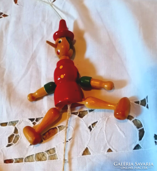 Fa, olasz, mozgatható Pinokkió bábú