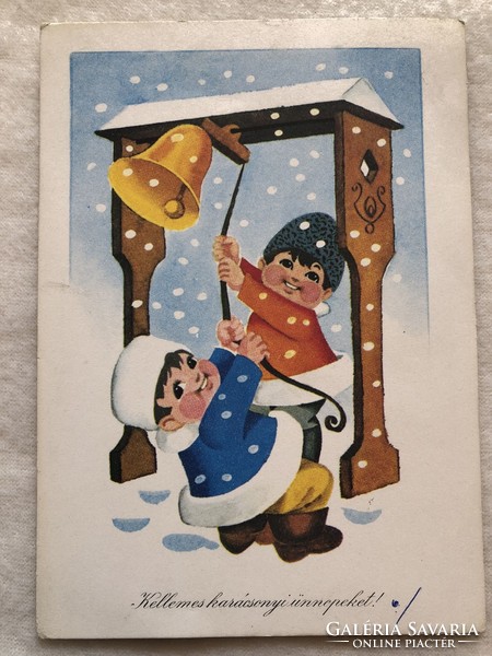 Régi rajzos Karácsonyi képeslap - Jenkovszky Iván rajz                          -5.