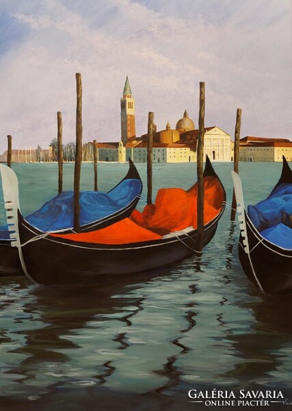 Venetian gondolas - painting