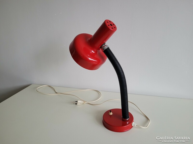 Old retro large metal table lamp with deer horn mid century