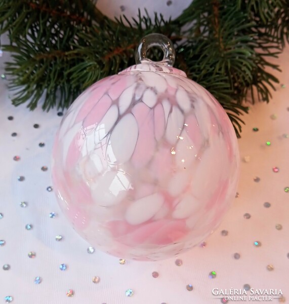 Nagy márványos üveg gömb karácsonyfa dísz