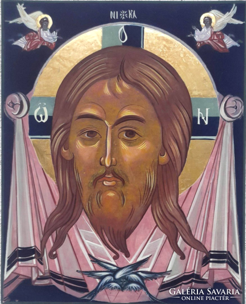 Hand painted icon jesus face