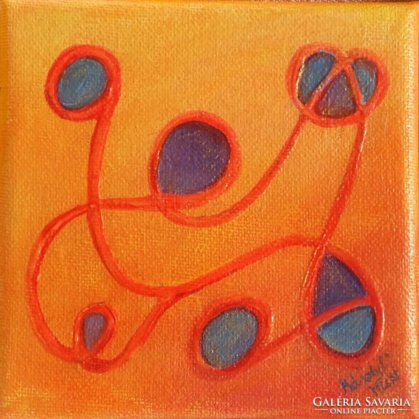 Two small particles. 2 pcs. 12X12cm canvas. Prima award-winning work zsófia Károlyfi /1952