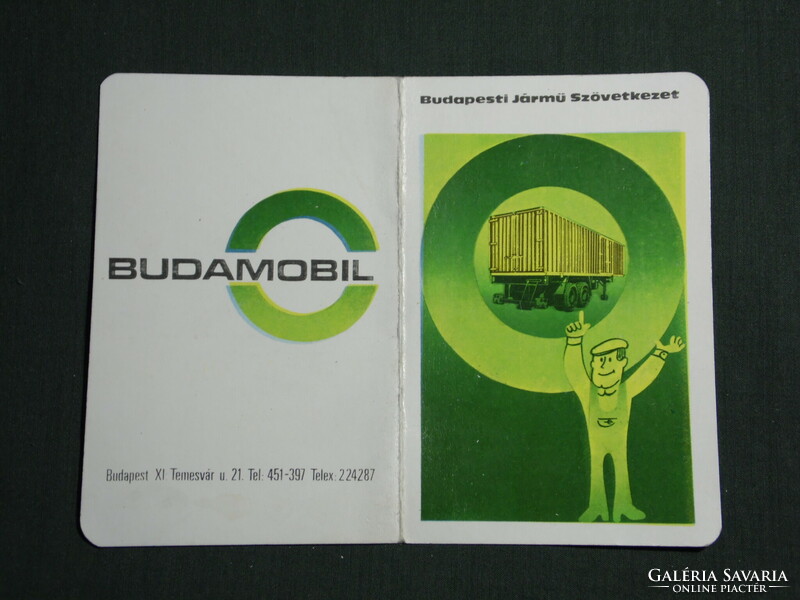 Card calendar, budamobil Budapest vehicle cooperative, trailer, 1977, (4)