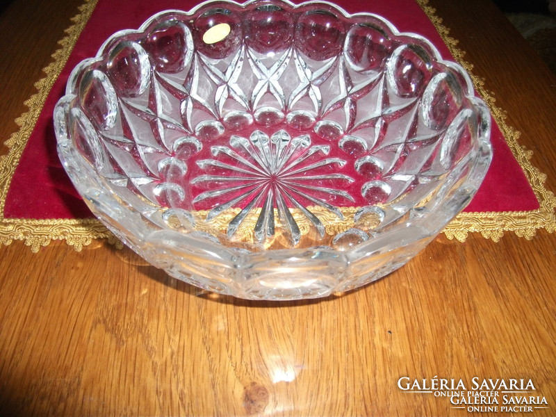 Old west German astra crystal bowl, kept in a display case, diameter 21.5 cm, height: 8 cm, unused