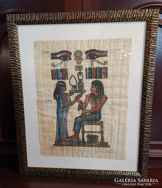 Egyptian original papyrus picture with frame