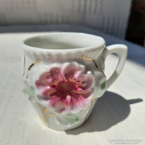 Art nouveau mini porcelain flower memory mug