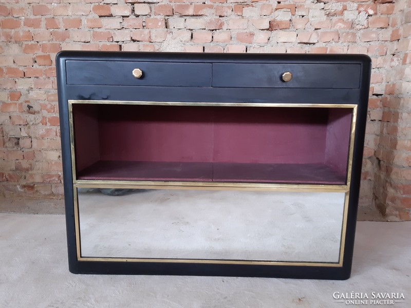 Original antique Viennese art deco display case with lighting