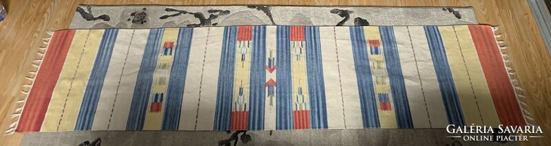 Original handmade kilim carpet 60 x 240 cm. 100% Cotton fabric