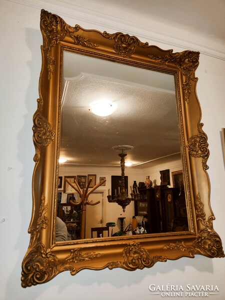 Flawless, antique, blondel wall mirror in size 97*79 cm, with a new mirror plate