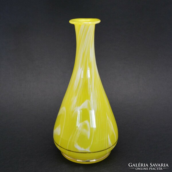 Bohemia yellow and white glass vase