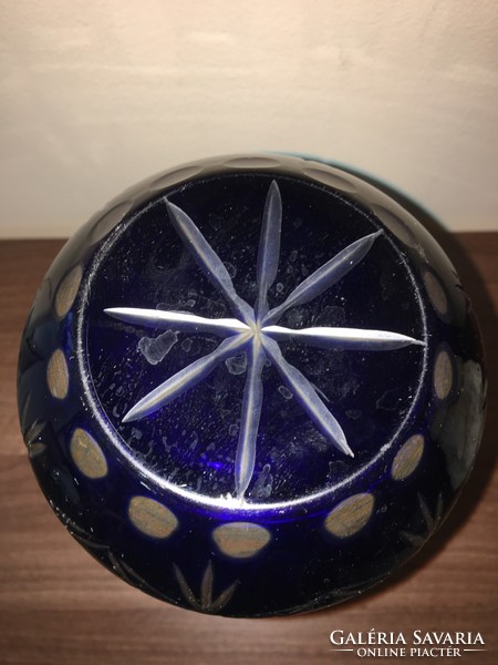 Polished blue glass vase