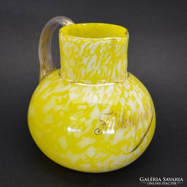 Félikszfürdő yellow and white commemorative jug