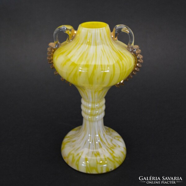 Bohemia yellow and white glass vase