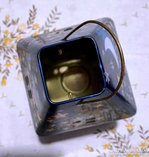 Metal box or candle holder with Christmas decoration, for sale