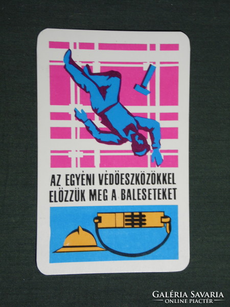 Card calendar, occupational health and safety department, graphic artist, humorous, protective equipment, 1977, (4)