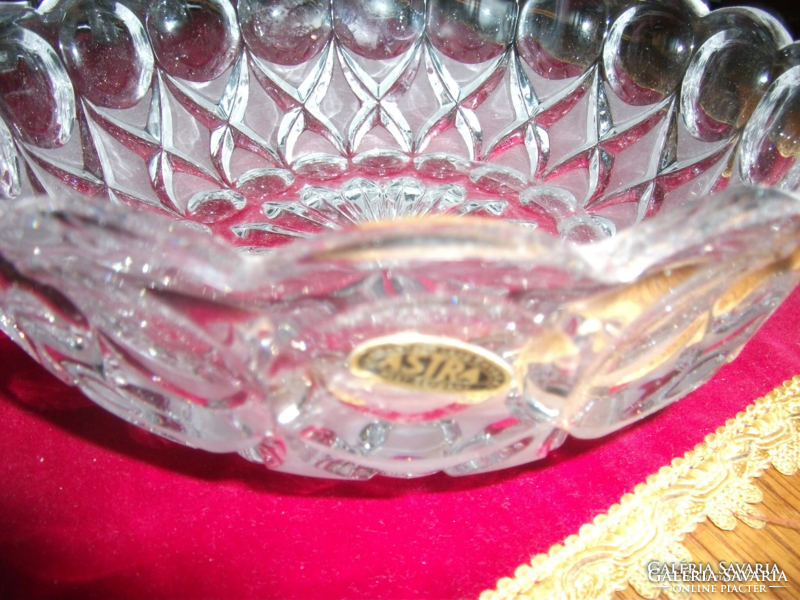 Old west German astra crystal bowl, kept in a display case, diameter 21.5 cm, height: 8 cm, unused