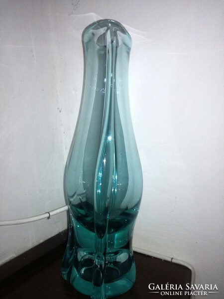 28.5cm - zelezny brod sklo turquoise Czech artistic glass vase - art&decoration