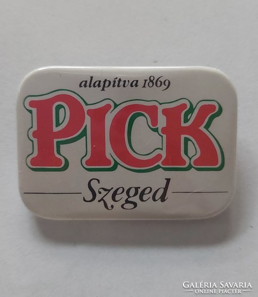 Old retro pick Szeged metal badge, 40 x 27 mm