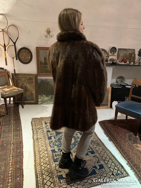 Short mink fur coat