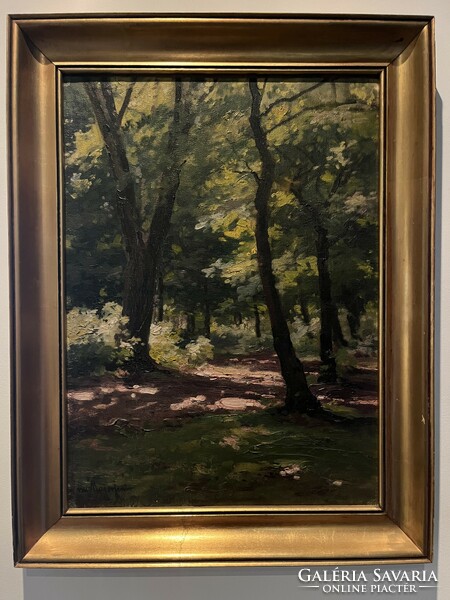 Major Jenő forest oil painting