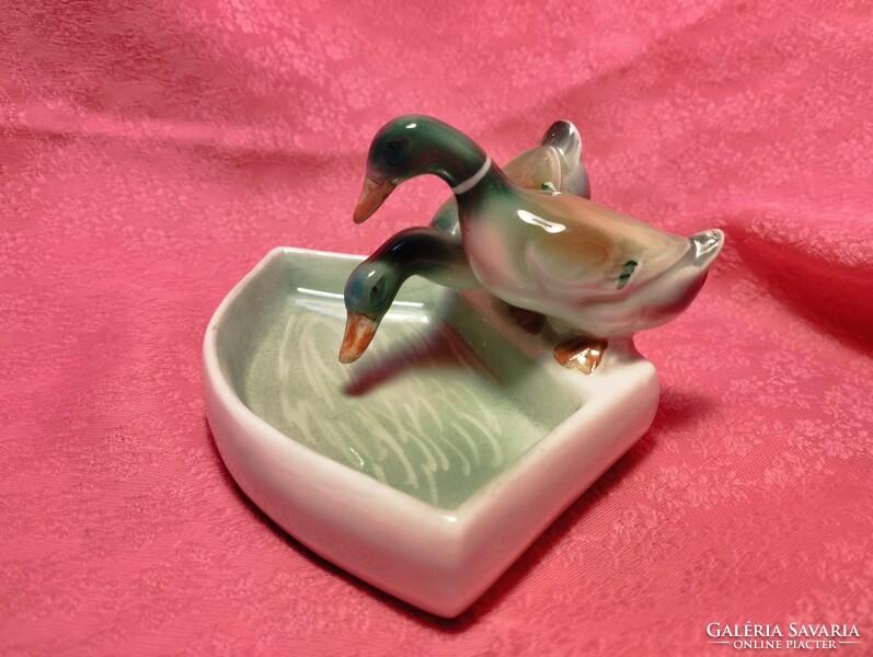 Beautiful porcelain wild duck pair nipp, jewelry holder