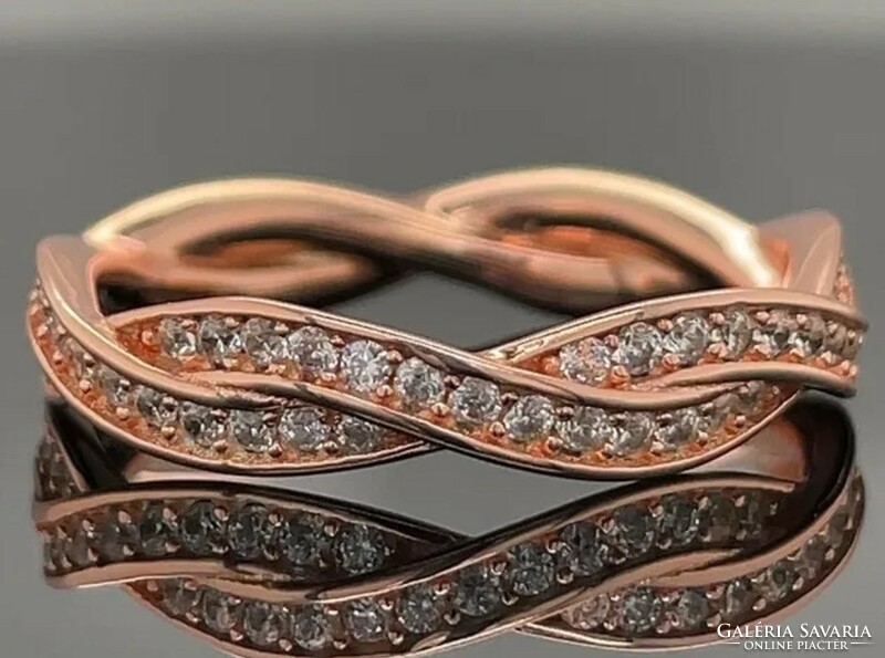 Beautiful braided 14k rose gold-plated silver /925/ ring size 56!--New