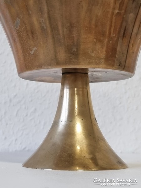 Patina decoration - large copper goblet with ornaments and elegant industrial candle holder