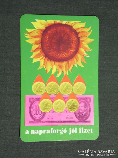 Kártyanaptár, OTP takarékpénztár, piros százas, grafikai rajzos, 1977,   (4)