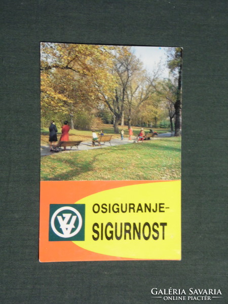 Card calendar, Yugoslavia, Voivodeship, state insurance, park detail, 1977, (4)