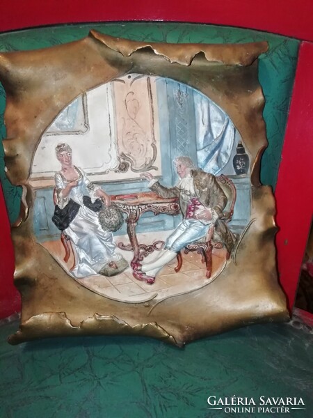 Baroque scene wall decoration 1764 wonderful pieces in the condition shown in the pictures 28 cm x 26 cm