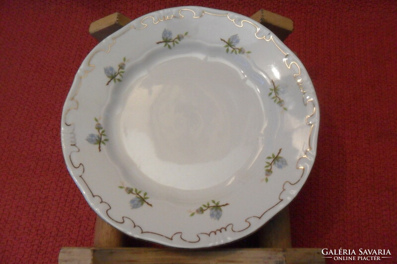 Porcelain - zsolnay replacement plate with dessert cake blue flower pattern gilded