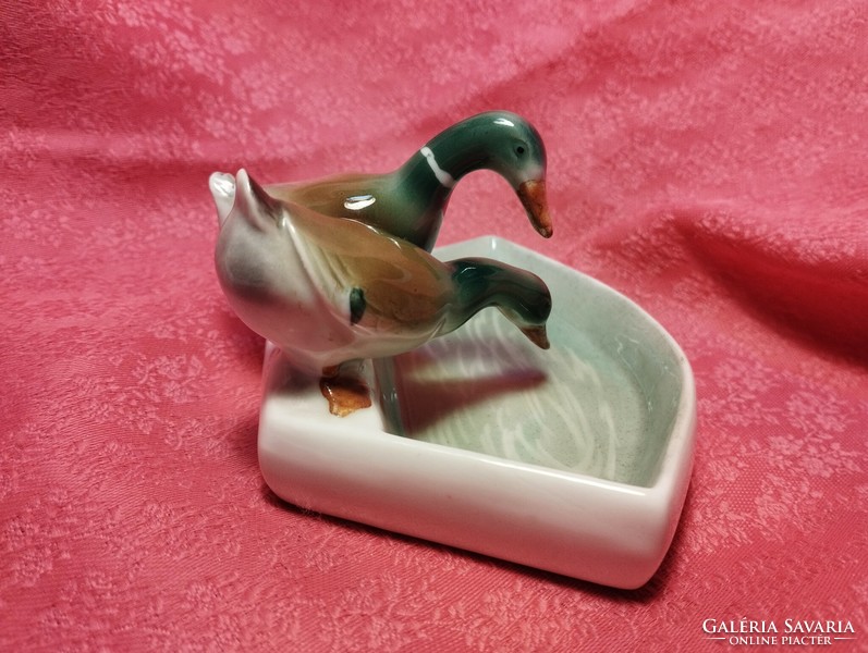 Beautiful porcelain wild duck pair nipp, jewelry holder