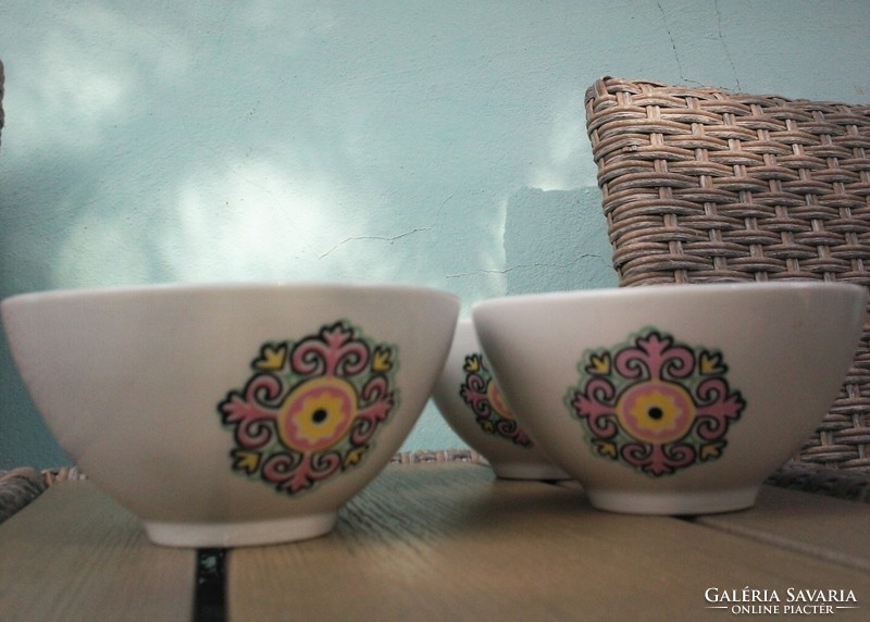 Vintage porcelain bowls from the USSR with 4 floral and gold stripes together