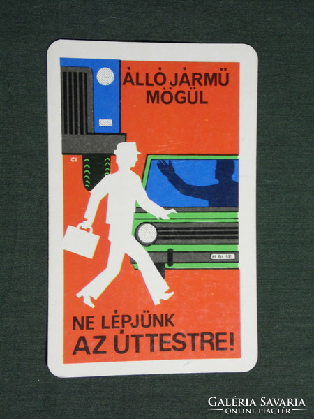 Kártyanaptár, Közlekedésbiztonsági tanács, grafikai rajzos, humoros, 1977,   (4)