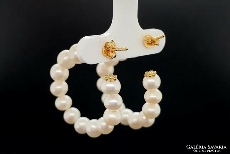 Mesès pearl earrings 925 sterling silver, 14k gold-plated - new