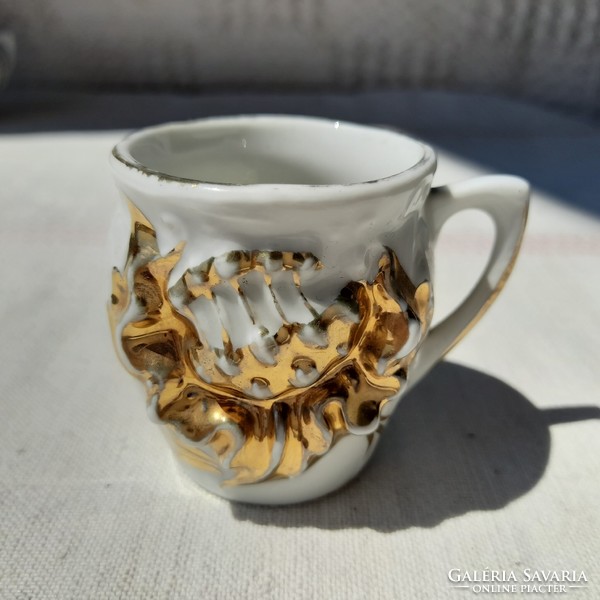 Art nouveau embossed porcelain mini souvenir mug