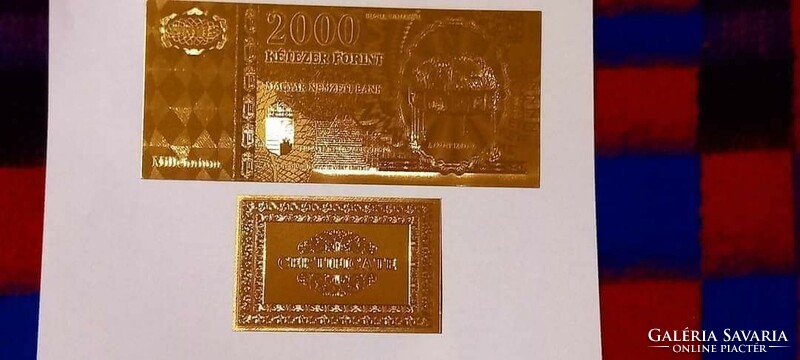 Gold-plated, plastic millennium HUF 2,000. HUF 1000/pc