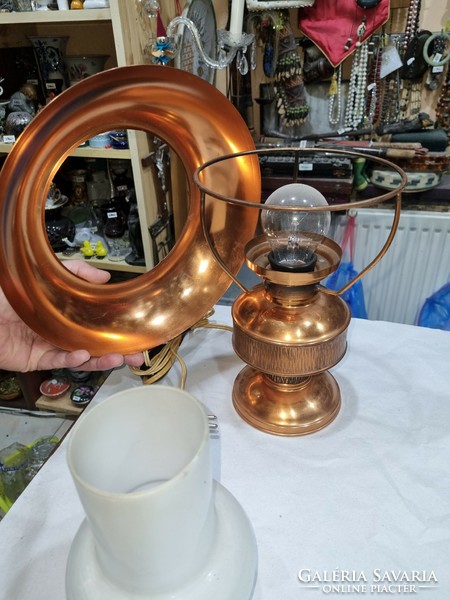 Applied copper table lamp